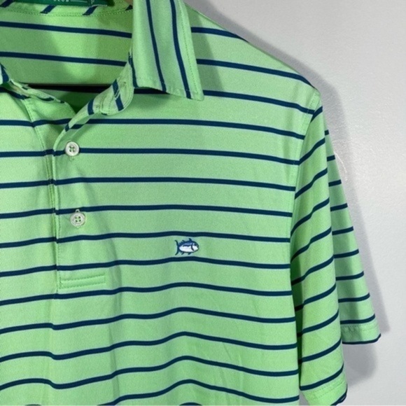 Southern Tide Driver Stripe Performance Polo in Summer Green Size S - Picture 3 of 11